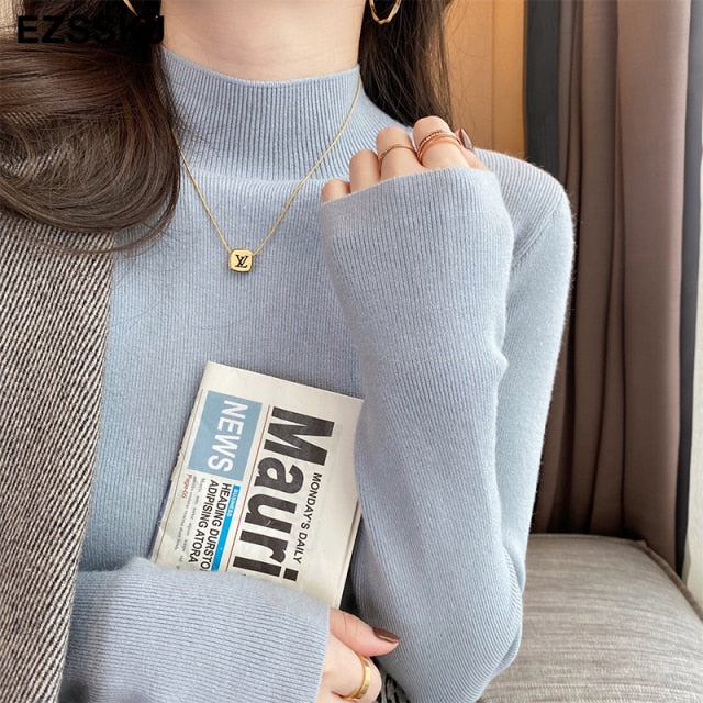 Basic Turtleneck Slim Sweater Pullover Women Autumn winter Casual long Sleeve Sweater For women Female Chic Jumpers top