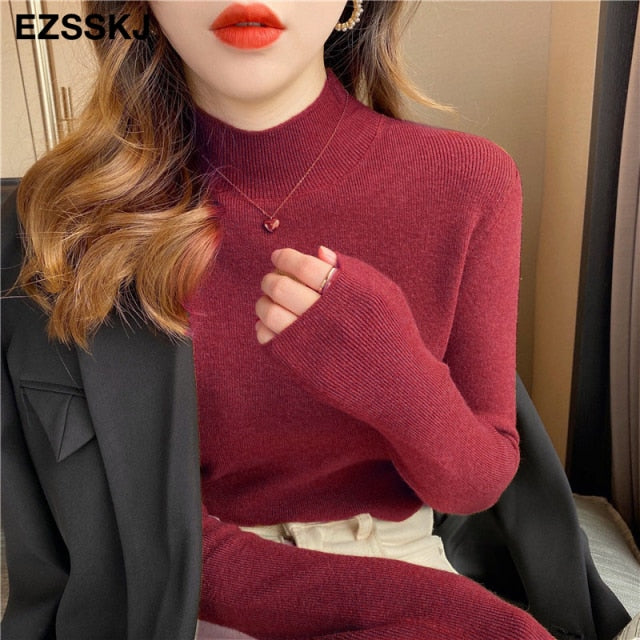 Basic Turtleneck Slim Sweater Pullover Women Autumn winter Casual long Sleeve Sweater For women Female Chic Jumpers top
