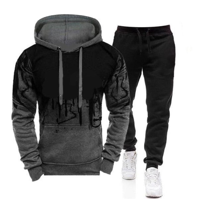 2021 New Men's Sportswear Suit Autumn Winter Men's Hoodies Sweater and Sweatpants Sets Outfits Fashion Printed Tracksuit Male