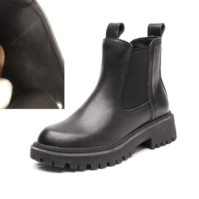 AIYUQI Women's Chelsea Boots Genuine Leather 2021 New Autumn Winter Fashion Women's Ankle Boots Retro Martin Boots Ladies