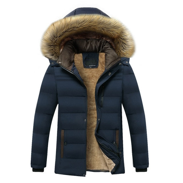 2021 Winter New Warm Thick Fleece Parkas Men Waterproof Hooded Fur Collar Parka Jacket Coat Men Autumn Fashion Casual Parkas Men