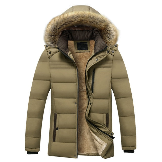 2021 Winter New Warm Thick Fleece Parkas Men Waterproof Hooded Fur Collar Parka Jacket Coat Men Autumn Fashion Casual Parkas Men