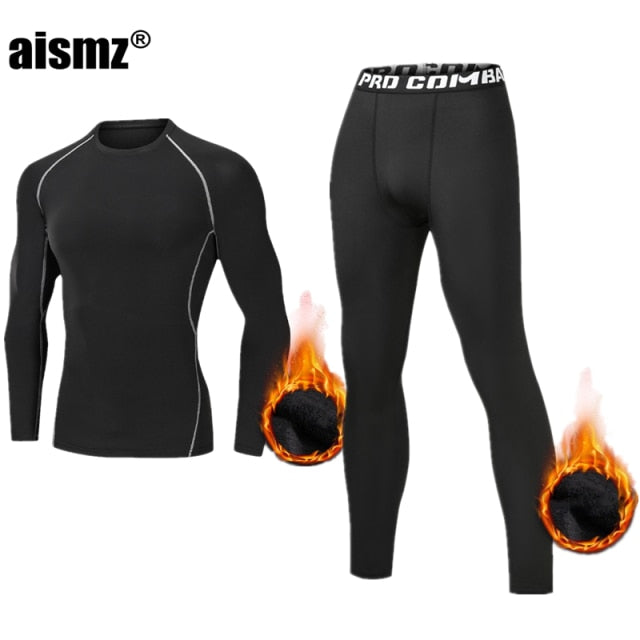 Aismz Winter Thermal Underwear Men Warm First Layer Man Undrewear Set Fleece Compression Quick Drying Second Skin Long Johns