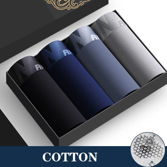 4Pcs/Lot Men's Panties Boxer Print Underwear Cotton Shorts For Male Couple Sexy Set Calecon Large Size Underpants L-5XL