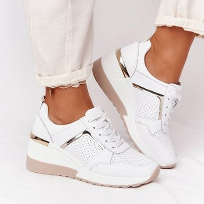 2021 Women Chunky Sneakers Solid Color Platform Shoes Thick Bottom Zipper Women's Vulcanized Shoes Sneakers Zapatos De Mujer