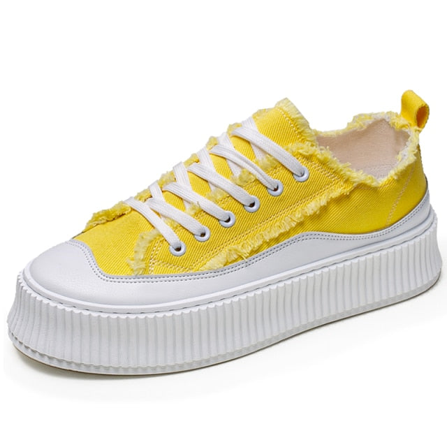 Autumn Yellow Retro Men's Vulcanized Shoes Platform Sneakers Mens Designer Shoes Male Canvas Casual Sneakers zapatillas hombre