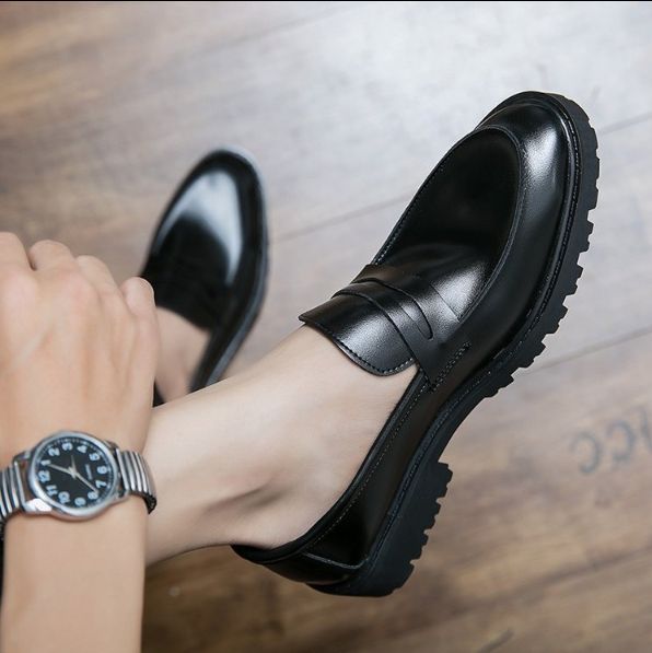 2021New Men White PU Shoes Fashion Thick Soled Foot Set Lazy Lefu Shoes with Comfortable Breathable Versatile Cool Shoes KA430