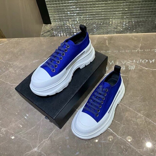 2021 New McQueen Canvas Shoes Women's Thick-Soled Men's And women's Old Shoes High Tops Increase The Trend Of White Shoes
