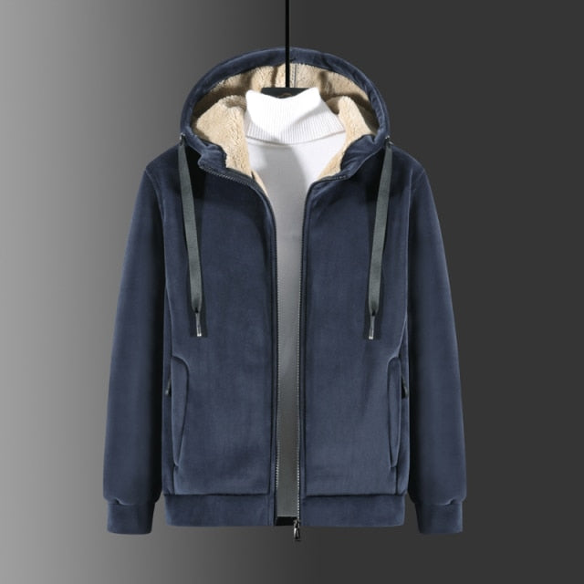 2021 New Men Suit Fleece Two-Piece Tracksuit Suit Leisure Thick Hooded Winter Suit Lamb Velvet Suit Casual Suit Large Size 8Xl