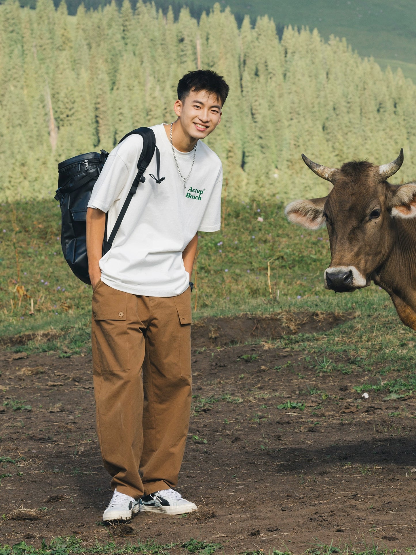 LV Xiaohu Summer Back Casual Sweatpants Short-Sleeved T-shirt