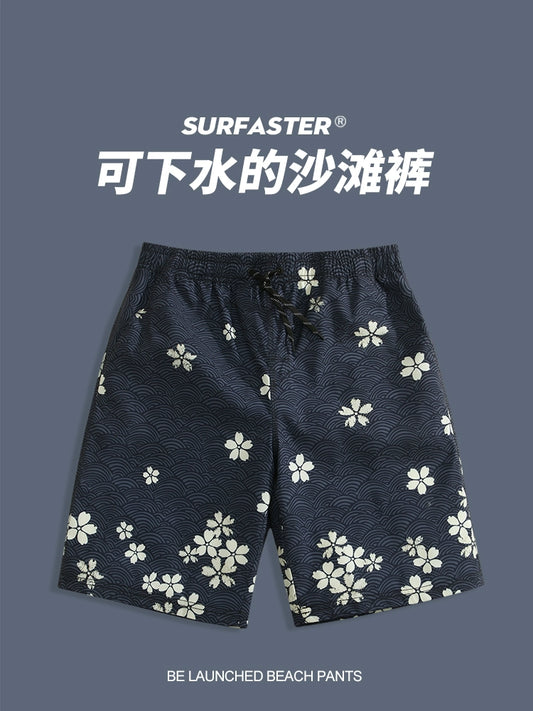 "Surfaster" Beach Pants Men's Shorts Summer Swimming Trunks Quick-Drying Soakable Seaside Hot Spring Lining