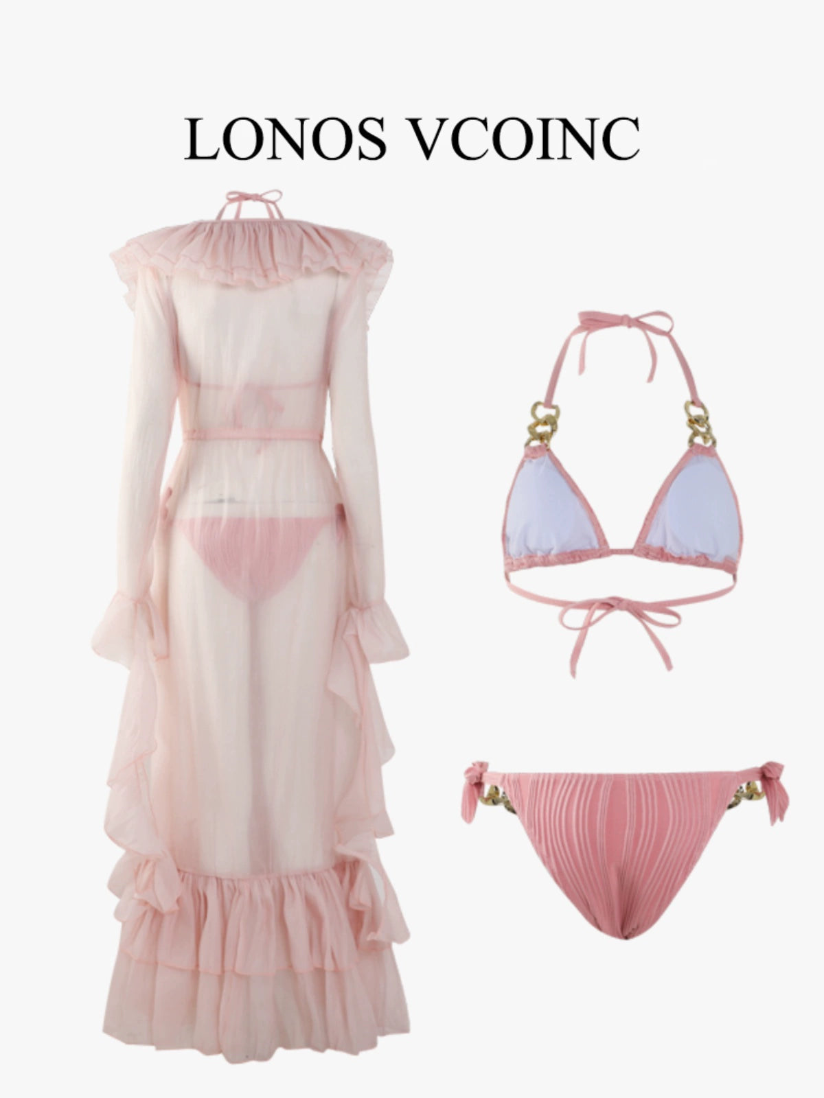 Lonos Vcoinc New Three-Piece Set Sexy Bikini Blouse Sun Protection Hot Spring Vacation Swimsuit Female Separates