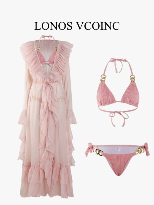 Lonos Vcoinc New Three-Piece Set Sexy Bikini Blouse Sun Protection Hot Spring Vacation Swimsuit Female Separates