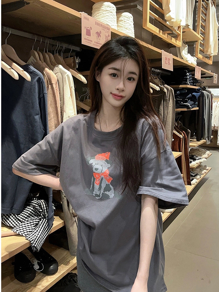 Print Spring Stylish Casual round Neck Short Sleeves T-shirt