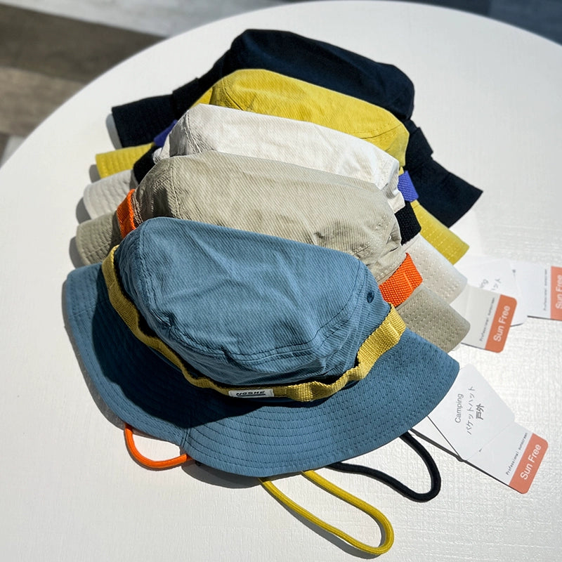 Contrast Color Retro Summer Outdoor Big Brim Fisherman Hat