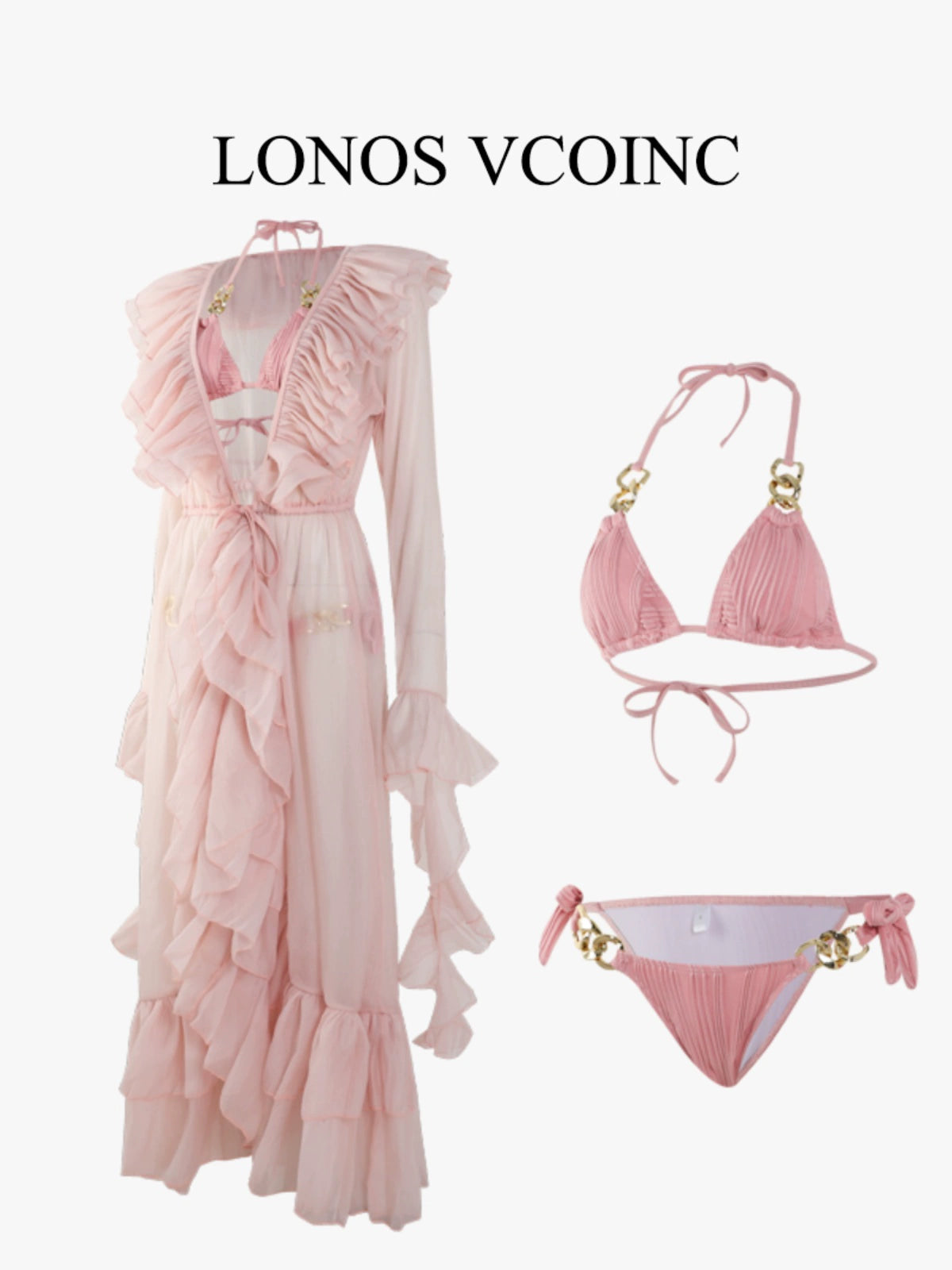 Lonos Vcoinc New Three-Piece Set Sexy Bikini Blouse Sun Protection Hot Spring Vacation Swimsuit Female Separates