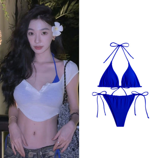 Retro Original Yi Mengling Same Style South Korea Ins Sexy Super Sexy Hot Spring Blouse Bikini Separates Swimsuit for Women