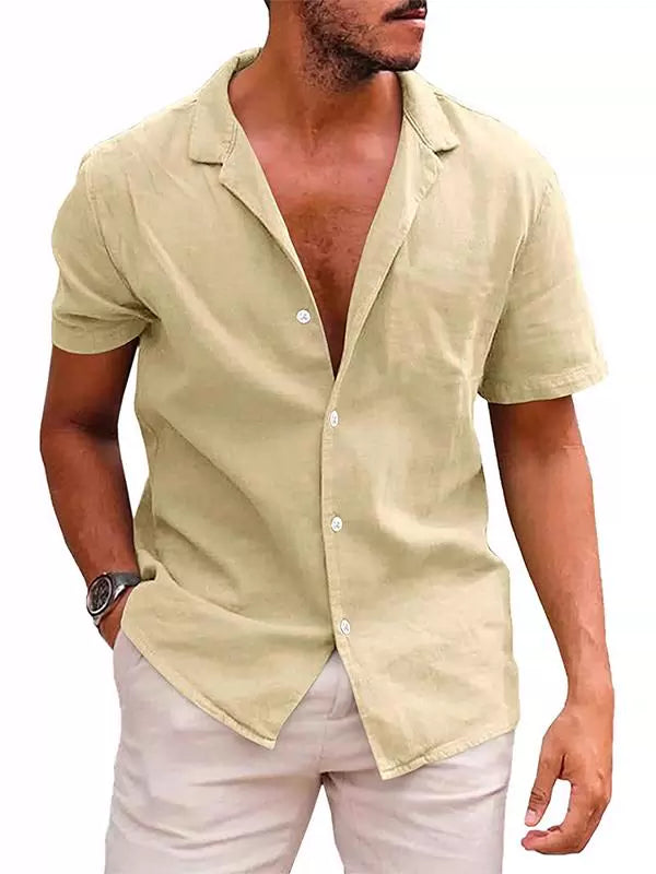 Solid Color Polo Collar plus Size Casual American-Style Short Sleeve Shirt
