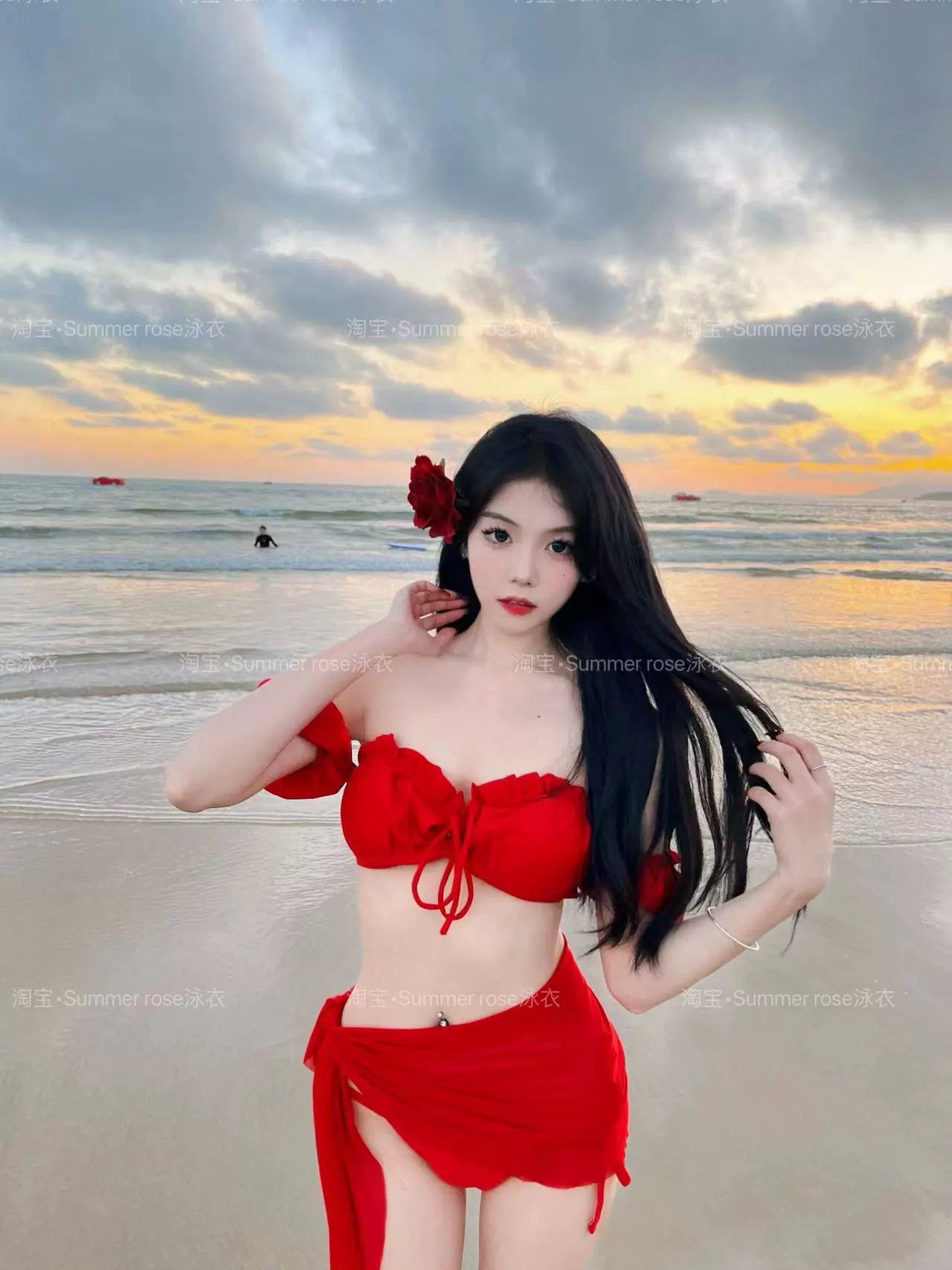 Summer Influencer Picks Show White and Red Bikini Sexy Sexy Pure Want Vacation Skirt Separates Swimsuit for Women