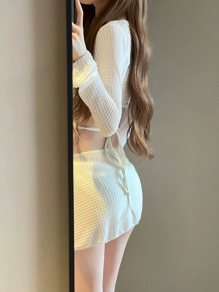 Swimsuit Women's Bikini Women's Four-Piece Suit Separates 2023 New Arrival Fashion Skirt Cut Out Conservative Seaside Hot Spring