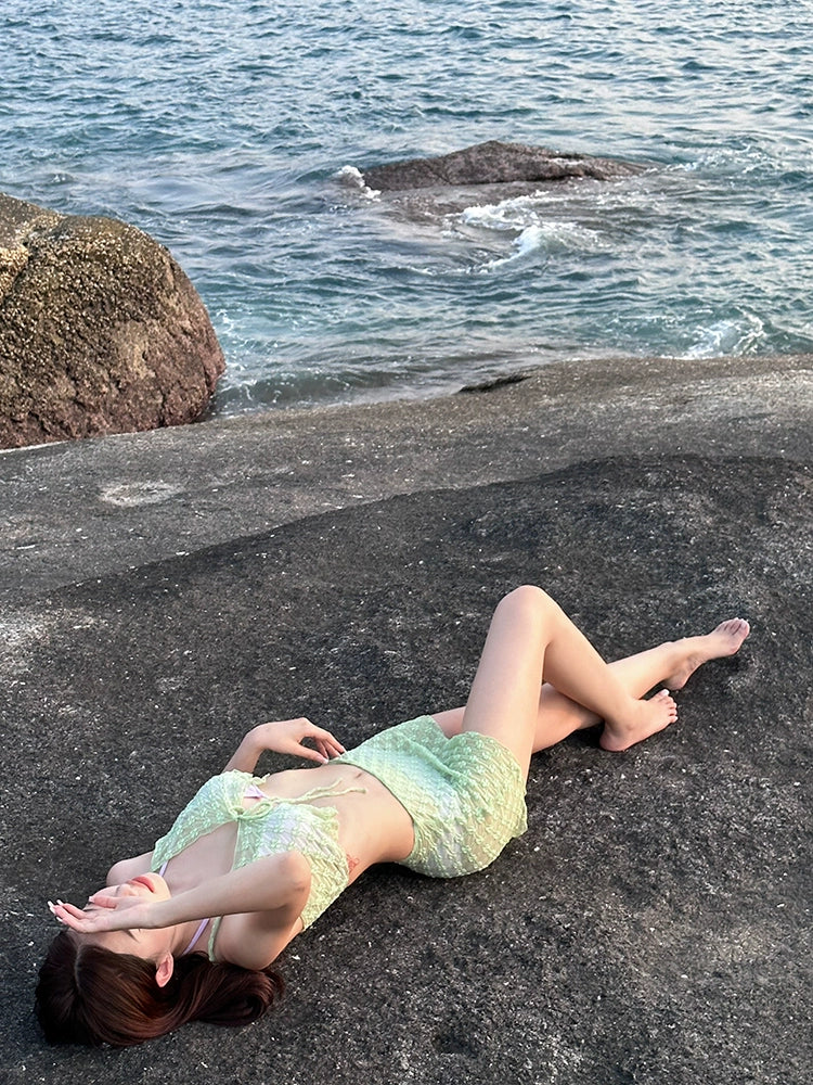 Roka Art New Bikini American Sexy Pure Desire Style Lace Slim Looking Belly Covering Sexy Vacation Beach Swimsuit Women