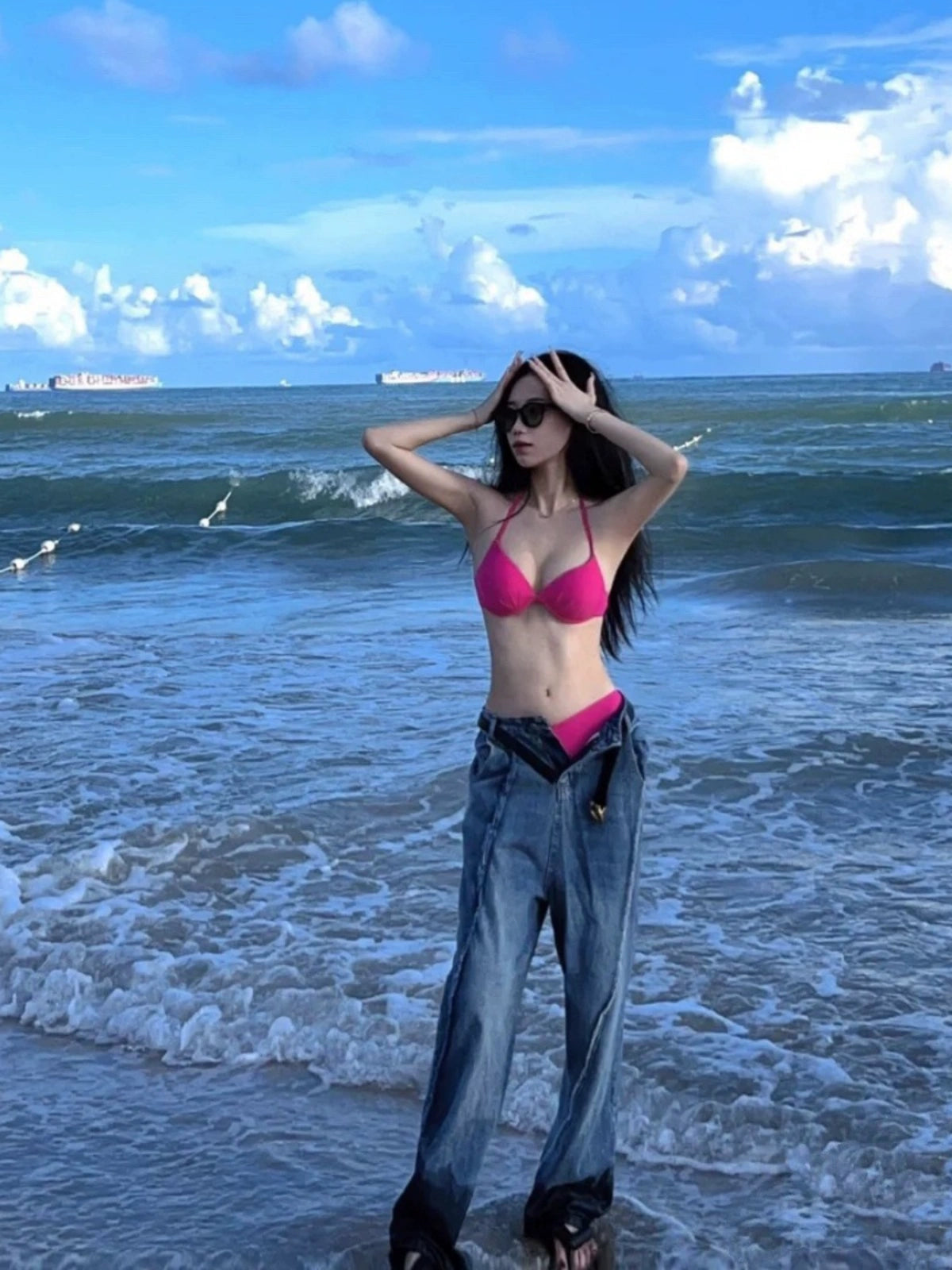 Omom New Sexy Slim Fit Bikini Two-Piece Set Women's Swimsuit Slim Looking Sexy Vacation Swimsuit