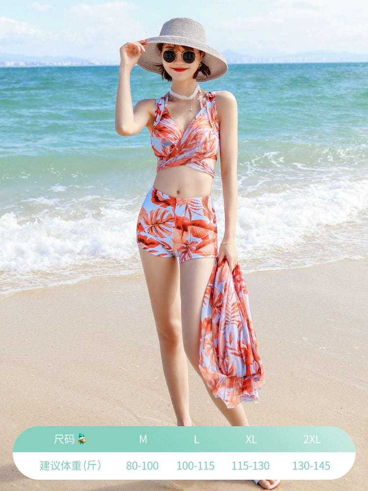 Women's Skin-Friendly Swimsuit 2024 New Sexy Bikini Seaside Vacation Three-Piece Suit Slim Looking Hot Spring Swimming Suit