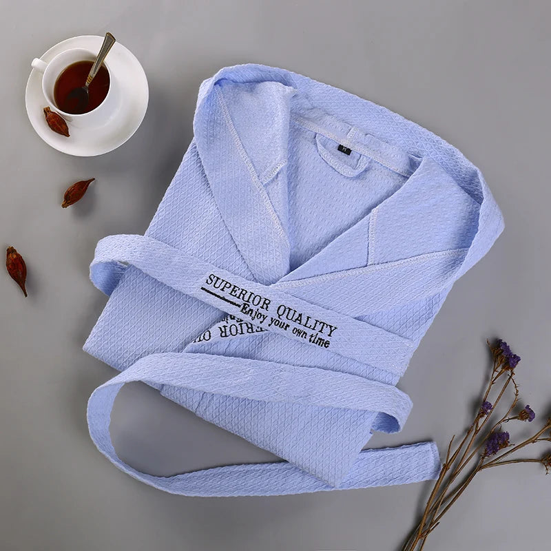 Cotton Men Bathrobe Stain Robe Man's Sleepwear Hooded Soft Nightgown for Male Pajamas Gown Lounge Wear Nature Bamboo Summer