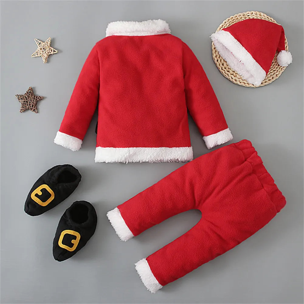 Newborn Baby Christmas Clothes Santa Claus Costume for Boy Girl Long Sleeve Top Pants Hat and Sock Outfit New Year Baby Clothing