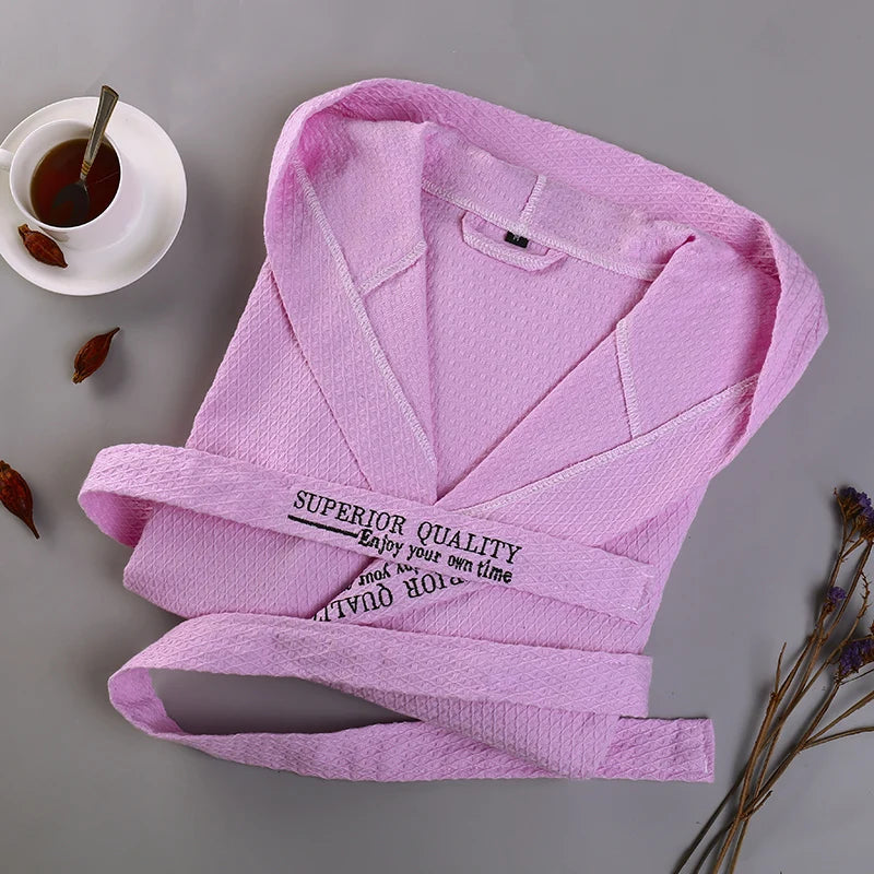 Cotton Men Bathrobe Stain Robe Man's Sleepwear Hooded Soft Nightgown for Male Pajamas Gown Lounge Wear Nature Bamboo Summer