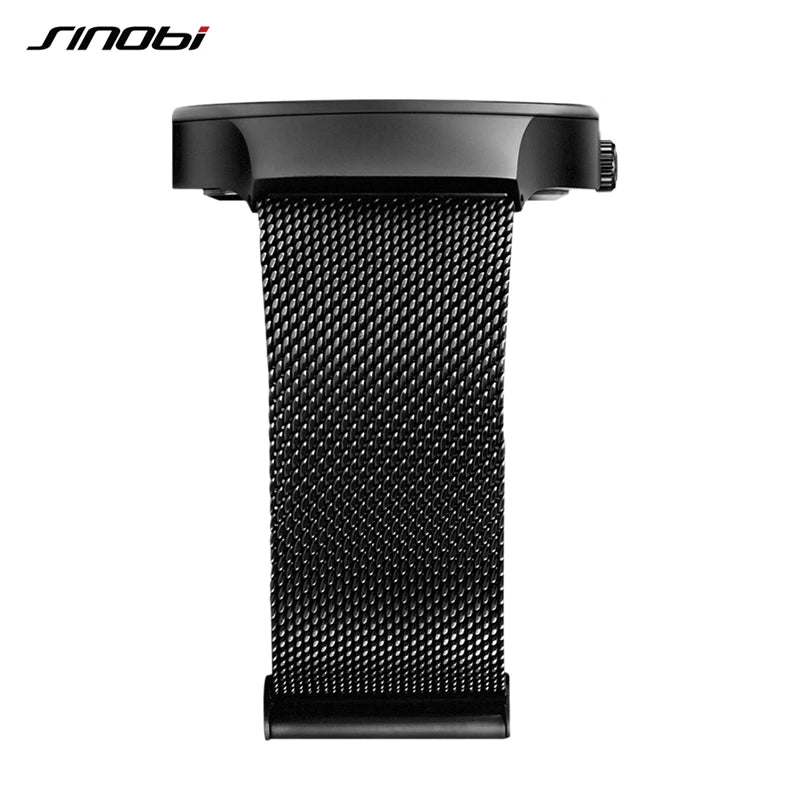 SINOBI Unique Vortex Concept Watch Men's High Quality 316L Stainless Steel Modern Trend Sport Black Wrist Watches reloj hombre
