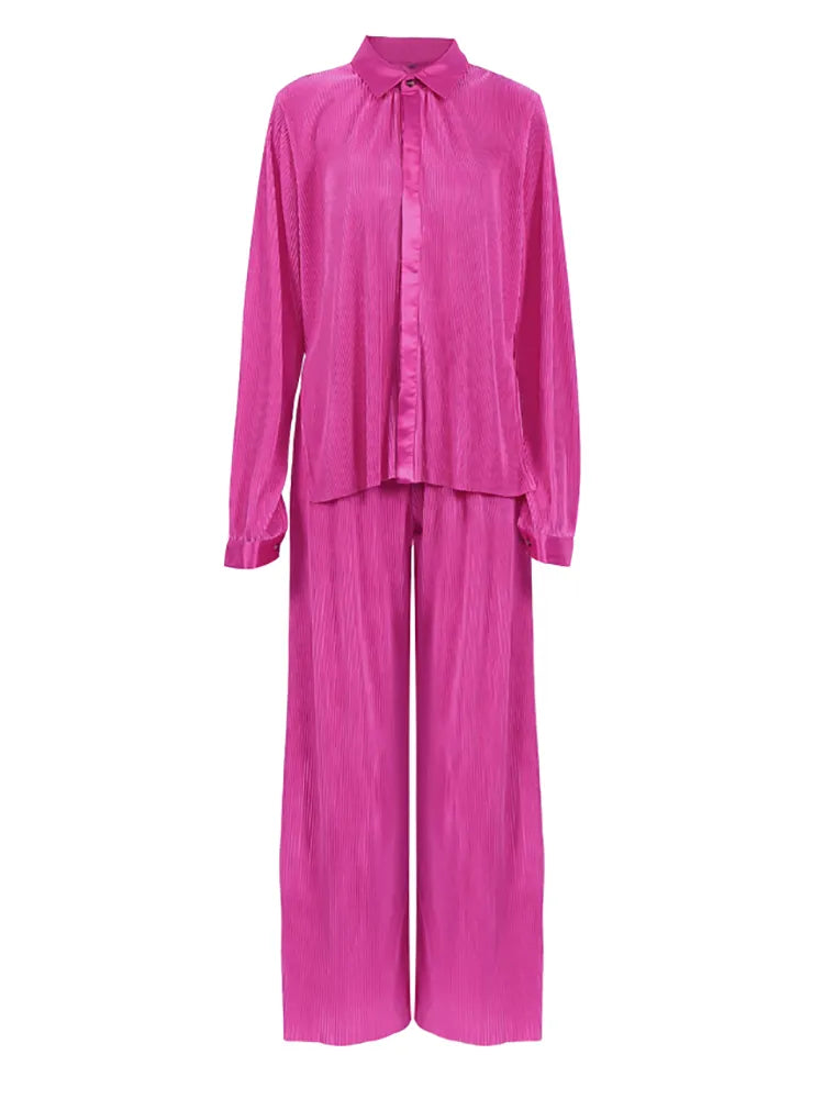 Mnealways18 Beige Pleated Wide Leg Pants Womens Pants Fashion 2024 Casual Loose Trousers Office Lady Elegant Long Palazzo Pants