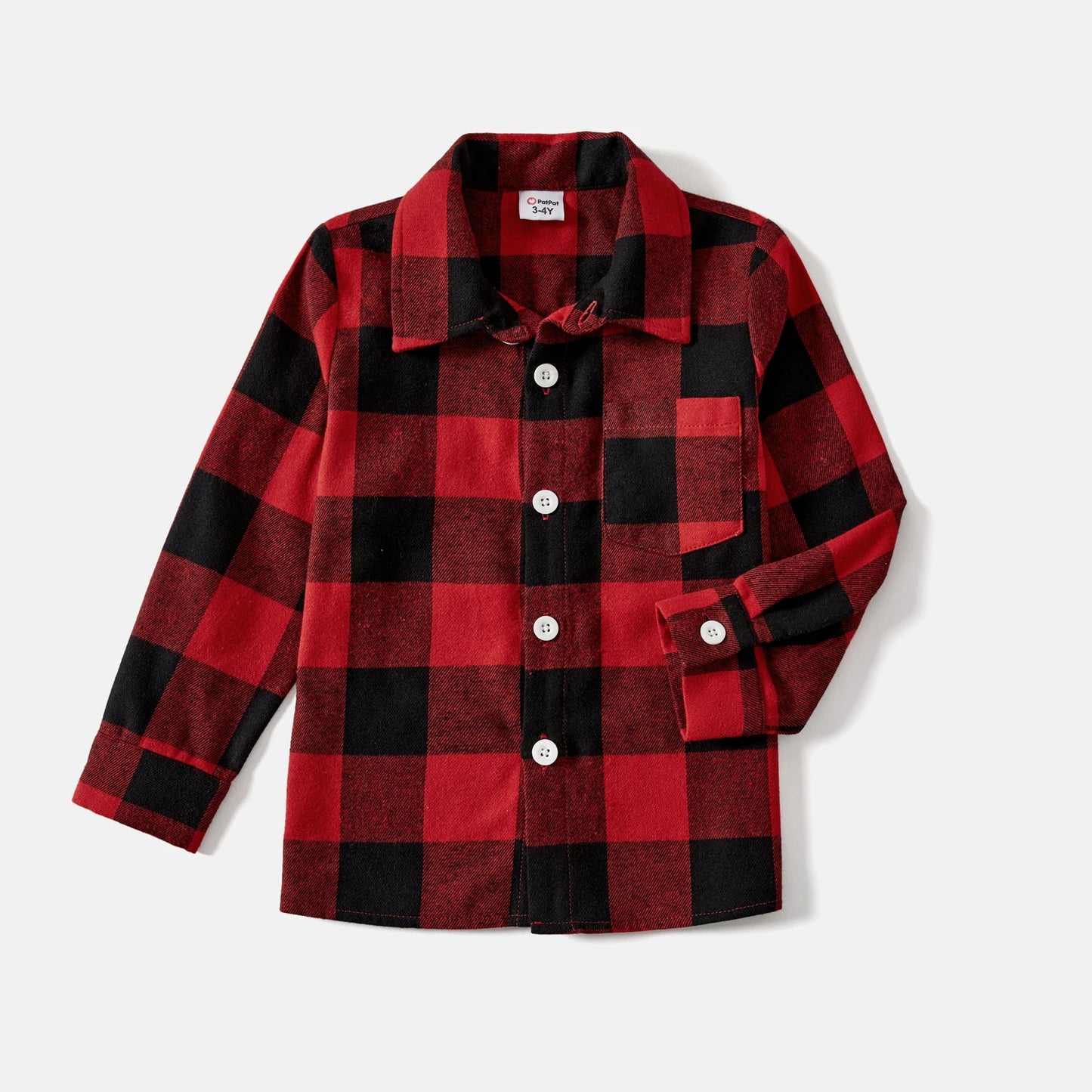 PatPat Christmas Family Matching Outfits Red and Black Plaid Long-sleeve Shirts and Belted Dresses Matching Family Clothes Sets