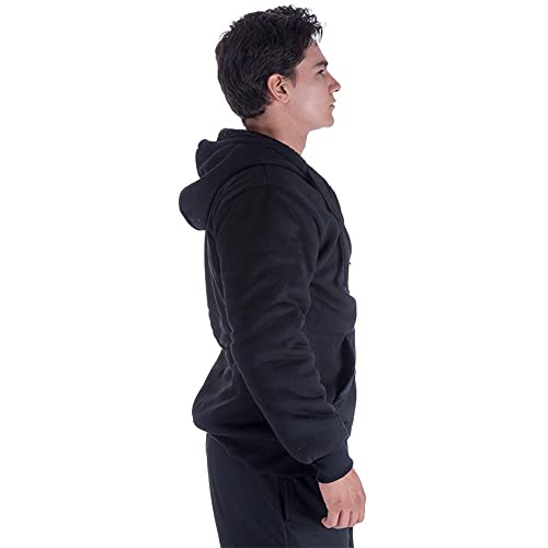 Gary Com Hoodies for Men Heavyweight Fleece Sweatshirt - Full Zip Up Thick Sherpa Lined Winter Warm Work Jackets With Kanga Pocket (Black, 5X-Large)