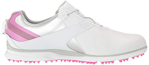 FootJoy Women's Pro|SL Boa Previous Season Style Golf Shoes, White/Silver/Rose, 8 M US