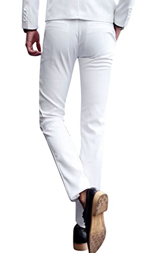 MOGU Mens 3 Piece White Dress Suit Set US Size Blazer 32/Pants 30 White