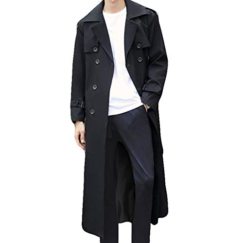 Pantete Man’s Double Breasted Trench Coat Oversized Casual windbreaker Lapel Long Jacket Plush Overcoat.