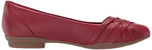 Clarks Women's Sara Clover Ballet Flat, Red Leather, 8