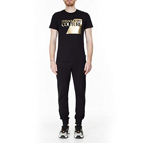 Versace Jeans Couture Men's Black Gold Logo Short Sleeve T-Shirt (L)