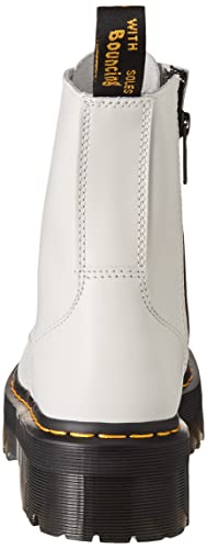 Dr. Martens Unisex Jadon 8-Eye Smooth Leather Platform Boots, White Polished Smooth, 8 US Women/7 US Men