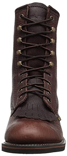 AdTec Men's 9" Packer Tumbled Leather Lacer Work Boots for Men, Chestnut - Plain Soft Toe, Moderate Mens Hiking Boots