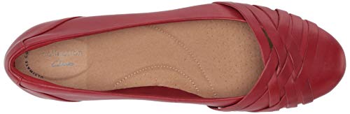 Clarks Women's Sara Clover Ballet Flat, Red Leather, 8