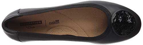 Clarks Women's Gracelin Lola Ballet Flat, Black Leather/Synthetic Combo, 8 Medium US