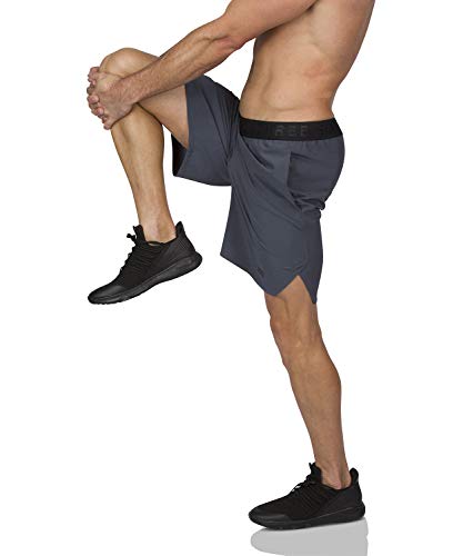 Dry FIT Gym Shorts for Men - Mens Workout Running Shorts - Moisture Wicking with Pockets and Side Hem Storm Grey