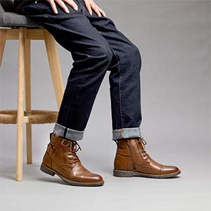 Vostey Men's Boots Casual Dress Boots for Men Brown Boots Mens Motorcycle Combat Ankle Boot (BMY678A Dark Brown 10)