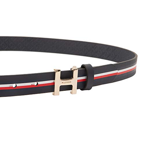 Tommy Hilfiger Women's 100% Leather Fashion Belt, TH Navy, Medium