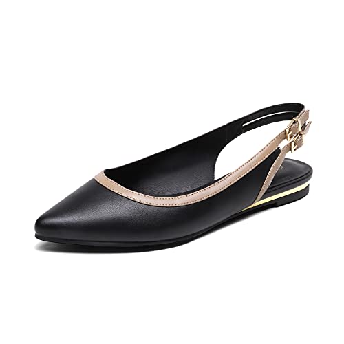 DREAM PAIRS Women's Sdfa222w Pointed Toe Ballet Comfortable Dressy Slingback Flats Shoes, Size 6.5, Black