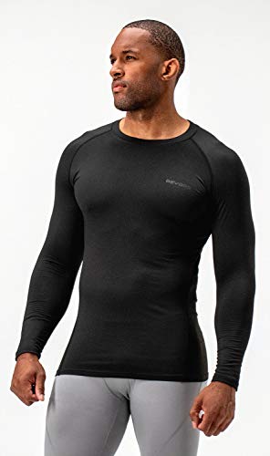 DEVOPS 2 Pack Men's Thermal Long Sleeve Compression Shirts (X-Large, Black/Wine)