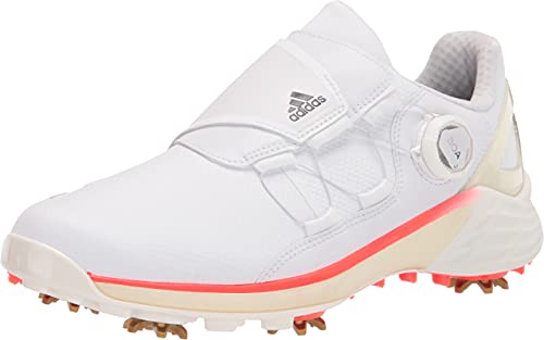 adidas Women's ZG21 Recycled Polyester BOA Golf Shoes, Footwear White/Core Black/Solar Red, 8