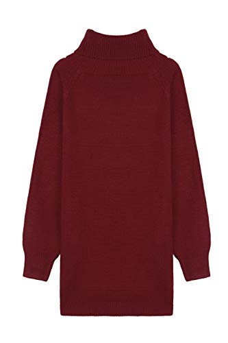 Pink Queen Women Oversize Turtleneck Santa Snowman Christmas Pullover Sweater Dress S Wine Red